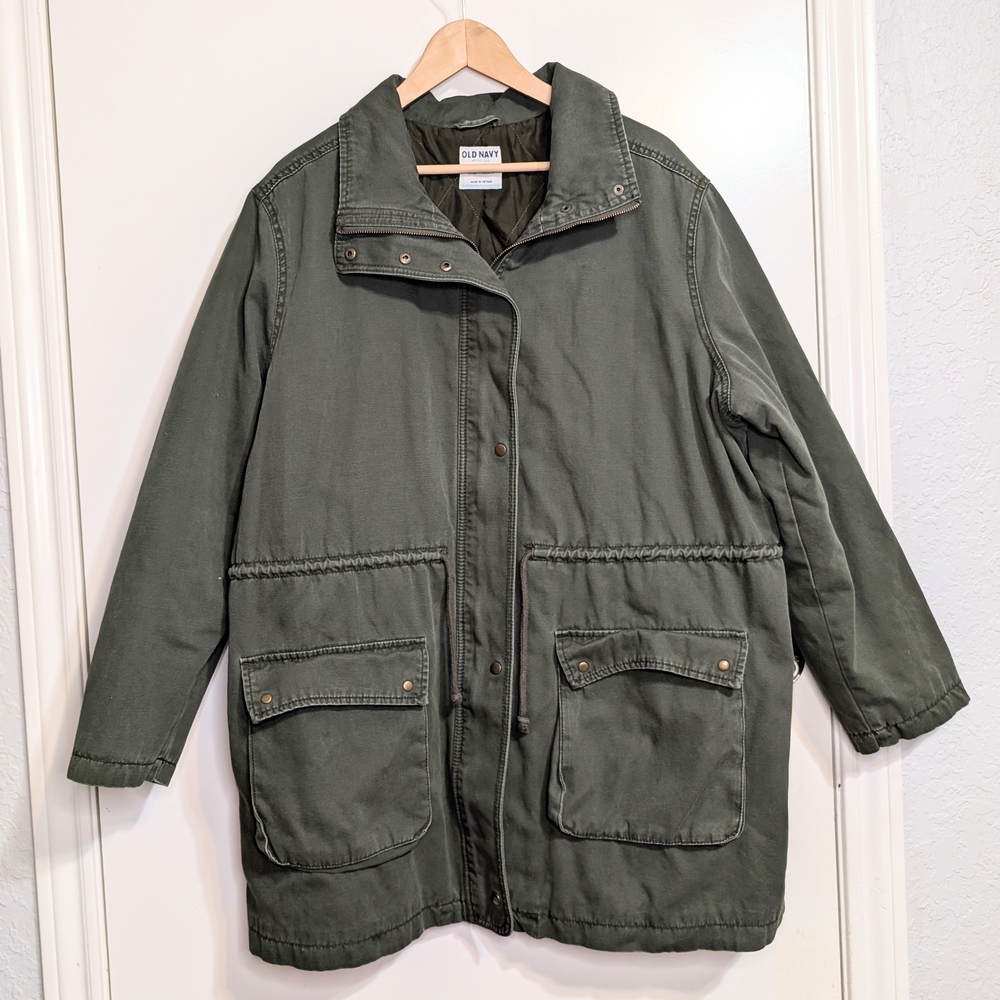 Old Navy Olive Utility Jacket Women XXL Military Field Coat